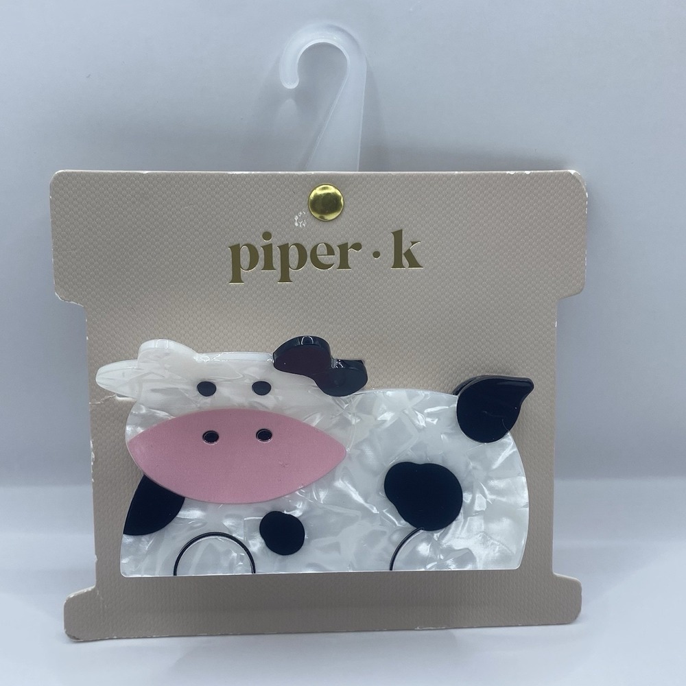 Piper K Cow Black White Large Hair Clip New